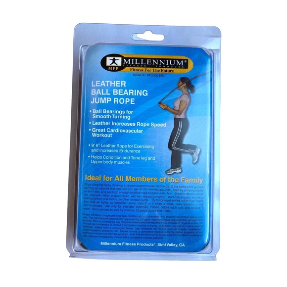 Millennium Fitness 9’ 6” Leather Jump Rope Ball Bearing Handles NIB - Picture 3 of 10